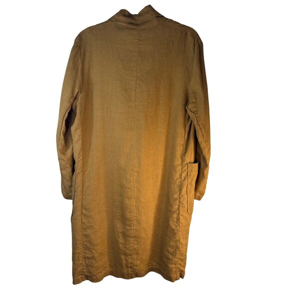 ZARA Womens Medium Double-Breasted Linen Coat Gold Brown - Picture 2 of 15